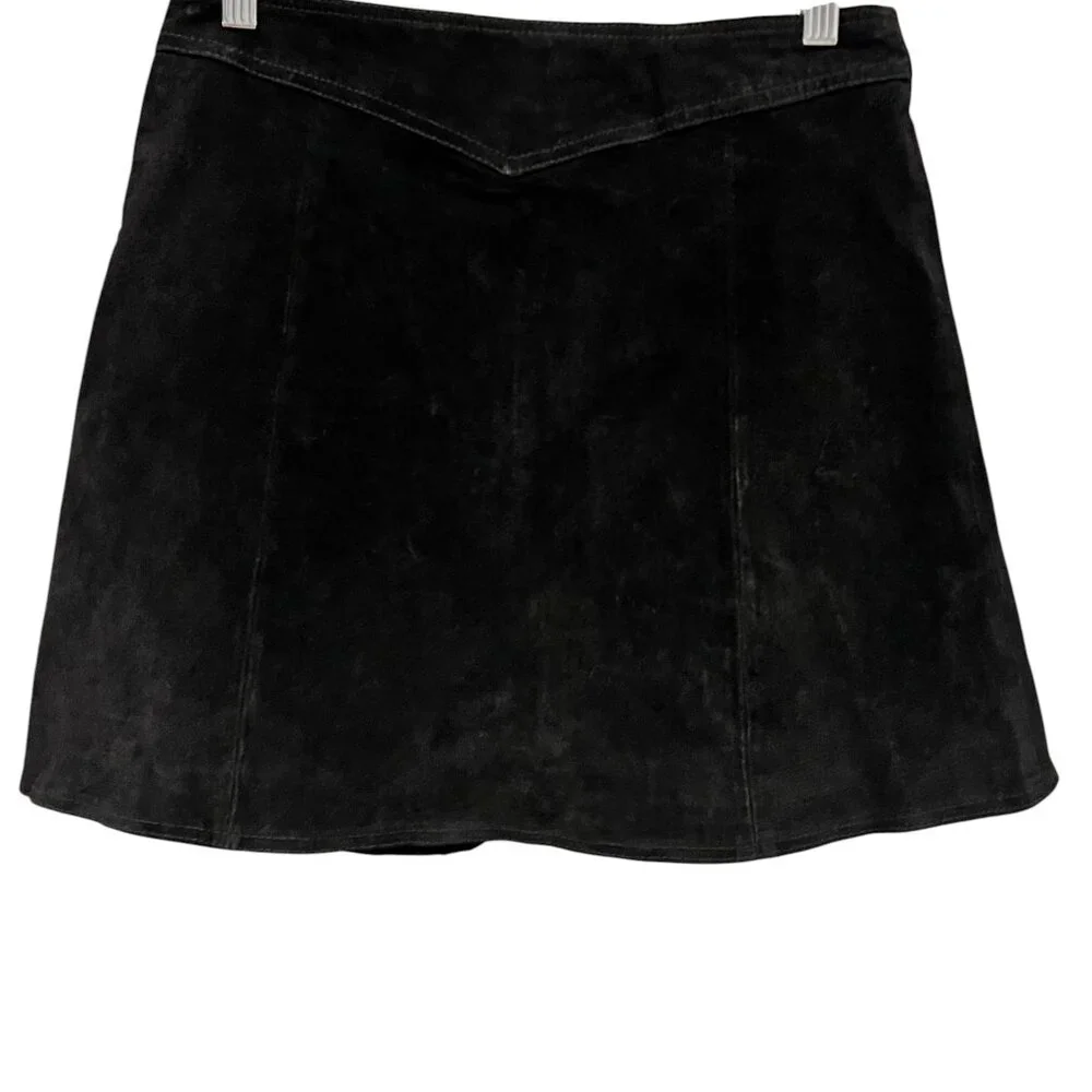 Zara Suede Leather A-line Mini Skirt, NWT, Black, S